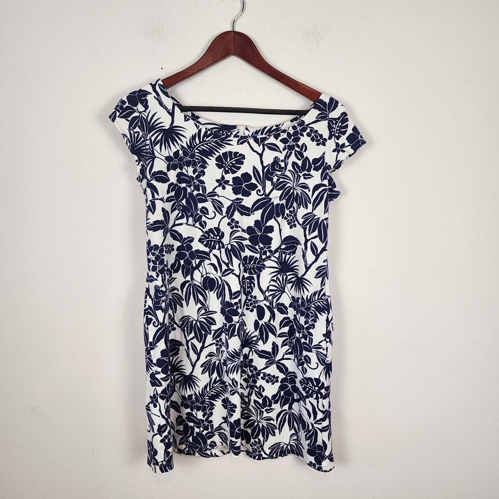 Tori Richard Jungle Blue White Floral Pockets Dress Women's‎ Size 4